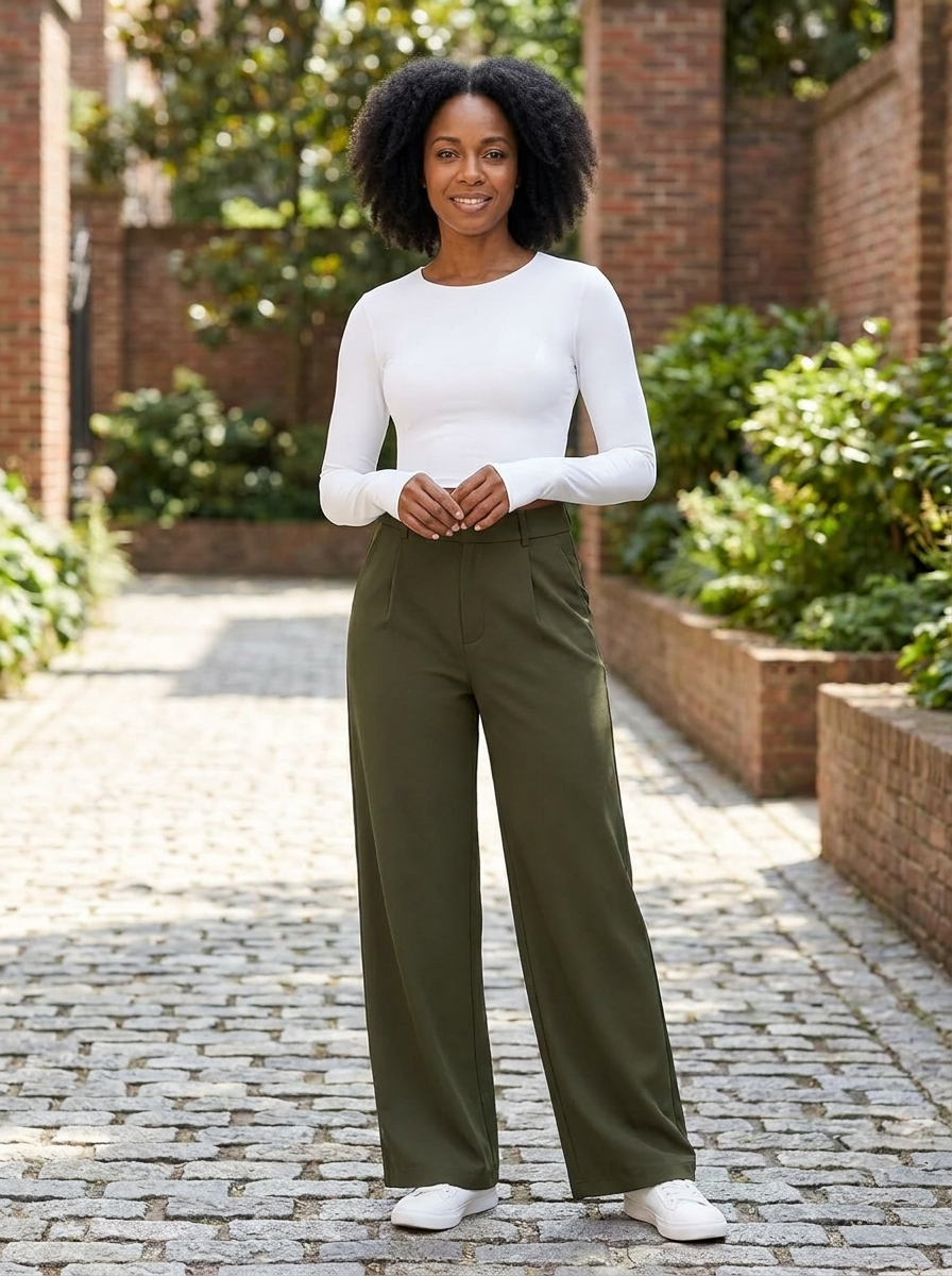 CHARMIE - Casual High Waist Straight Leg Pants