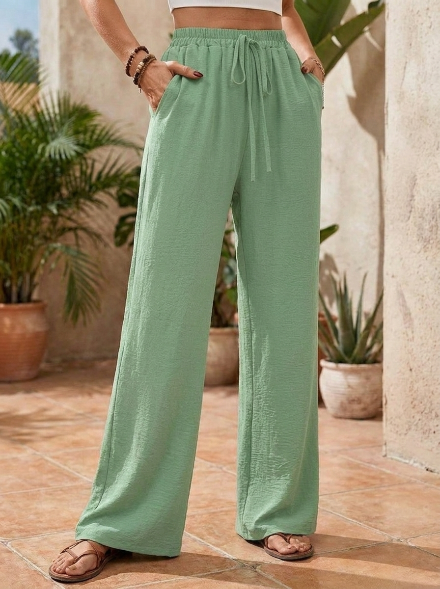NIKU - Casual Wide Leg Drawstring Pants