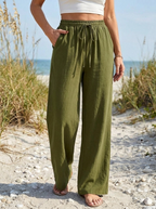NIKU - Casual Wide Leg Drawstring Pants