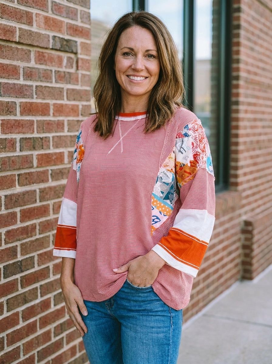 BAILEY – Lightweight Patchwork Batwing Top