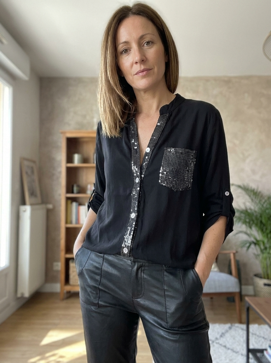 DANICA -  Sequin Detailed Blouse
