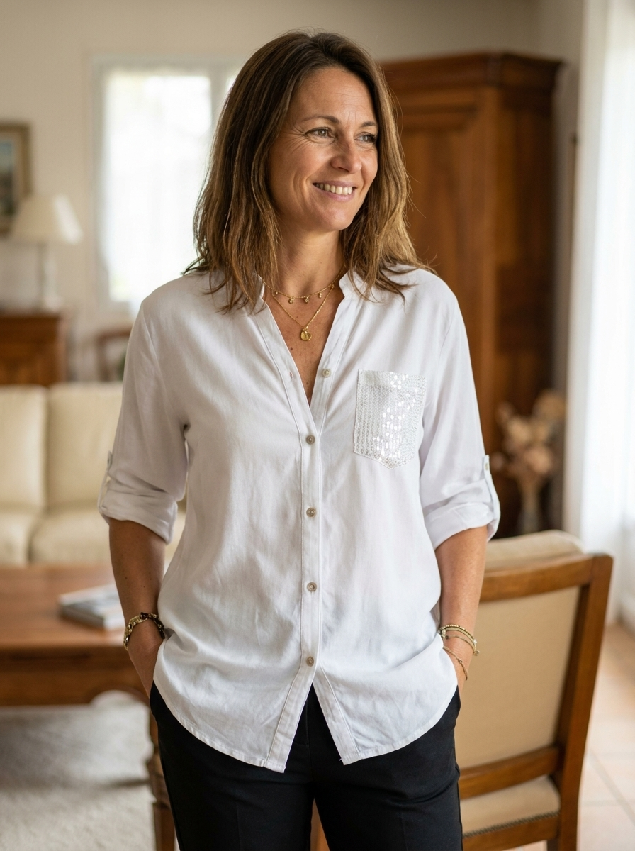 DANICA -  Sequin Detailed Blouse