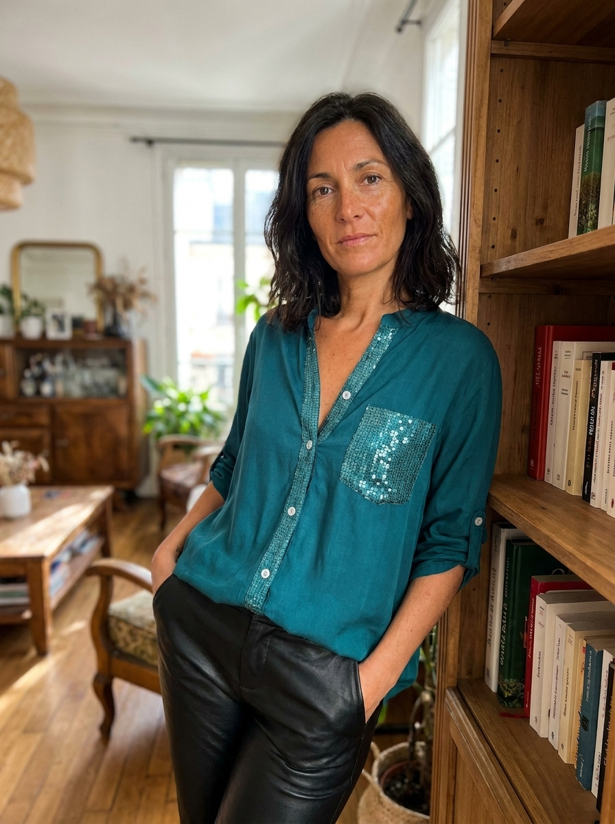 DANICA -  Sequin Detailed Blouse