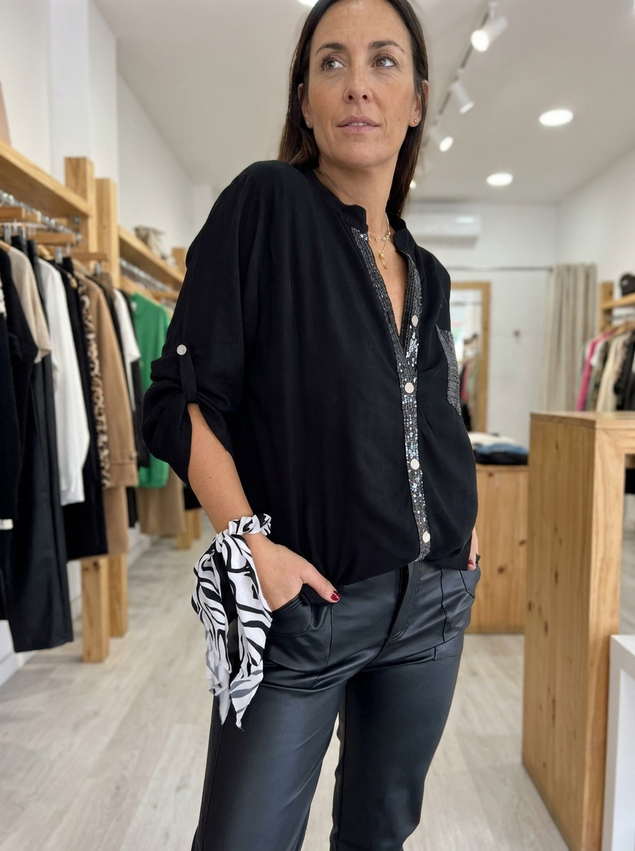 DANICA -  Sequin Detailed Blouse