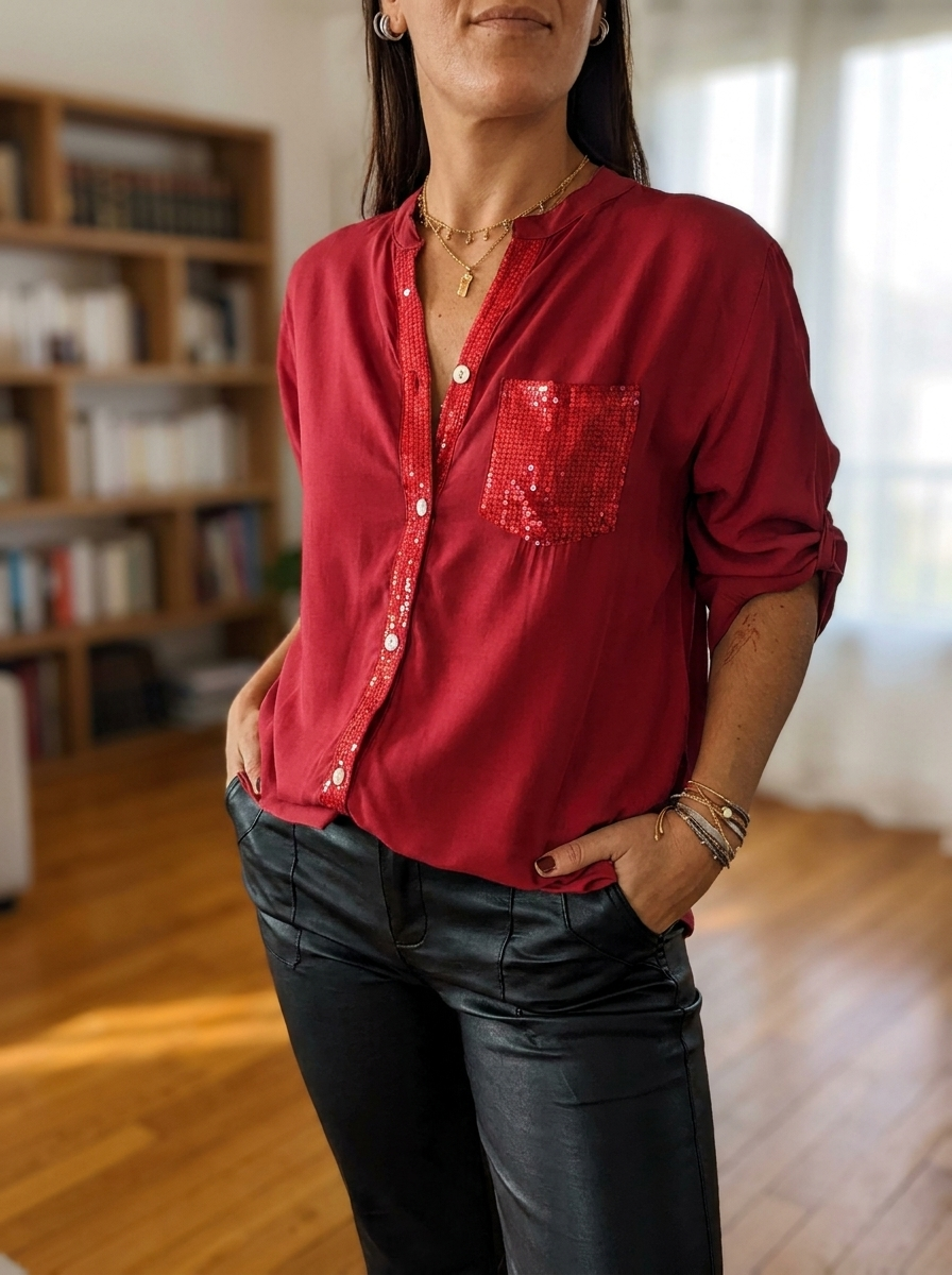 DANICA -  Sequin Detailed Blouse