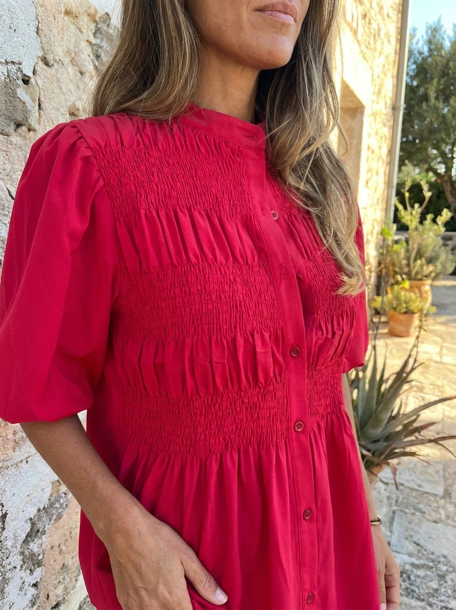 ELIZA - Pleated Button-Up Blouse