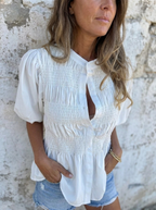 ELIZA - Pleated Button-Up Blouse