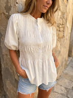 ELIZA - Pleated Button-Up Blouse
