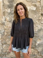ELIZA - Pleated Button-Up Blouse