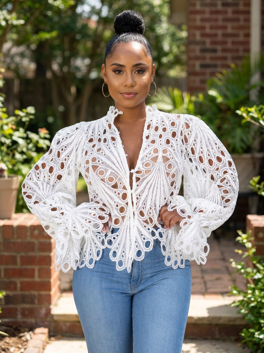 ISALI - Chic Asymmetrical Flounce Sleeve Blouse