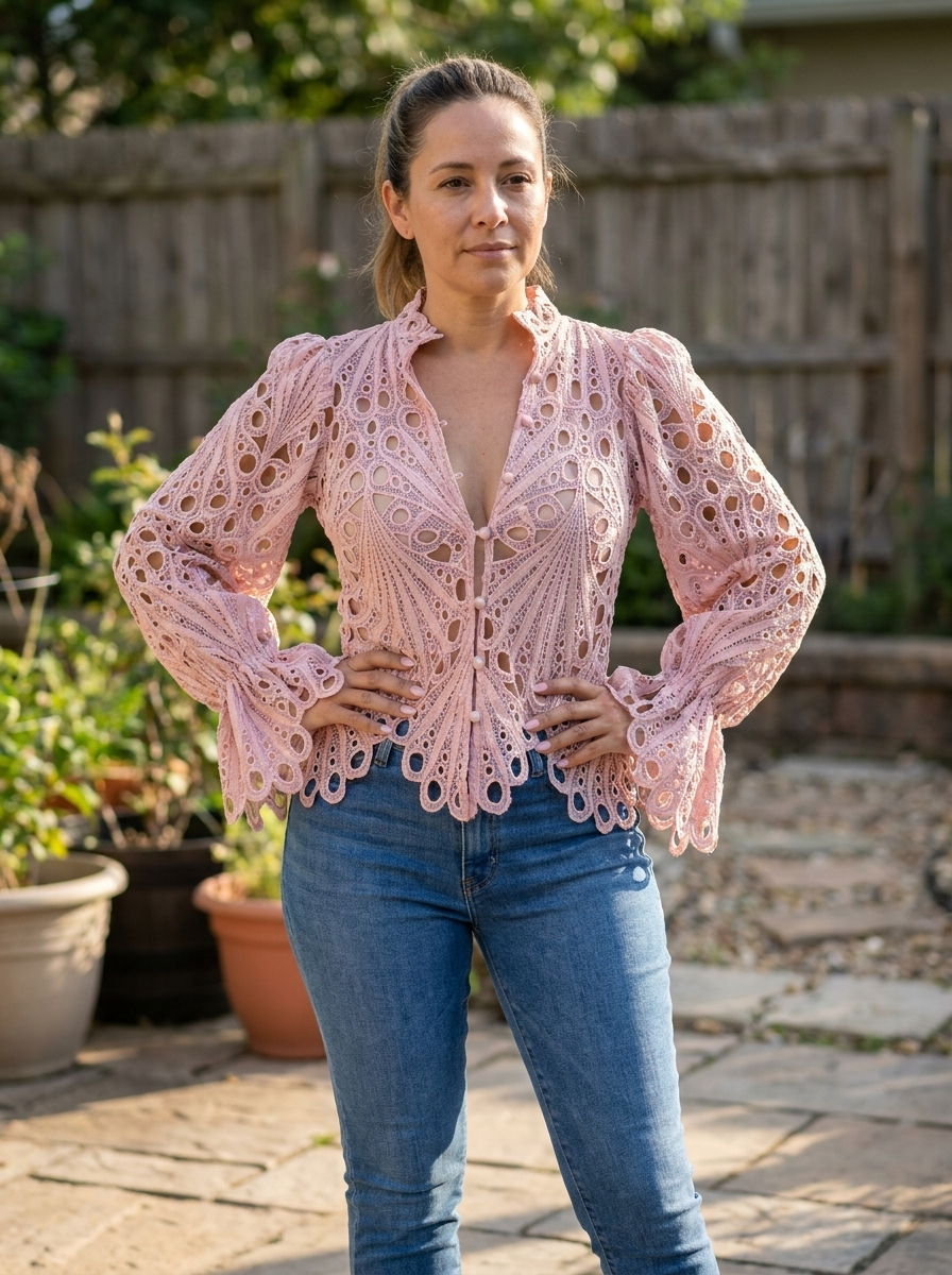 ISALI - Chic Asymmetrical Flounce Sleeve Blouse