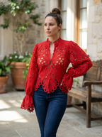 ISALI - Chic Asymmetrical Flounce Sleeve Blouse