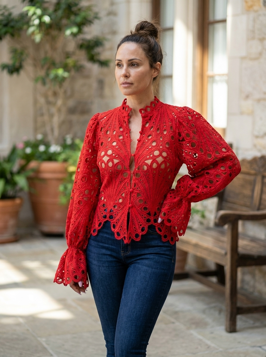 ISALI - Chic Asymmetrical Flounce Sleeve Blouse