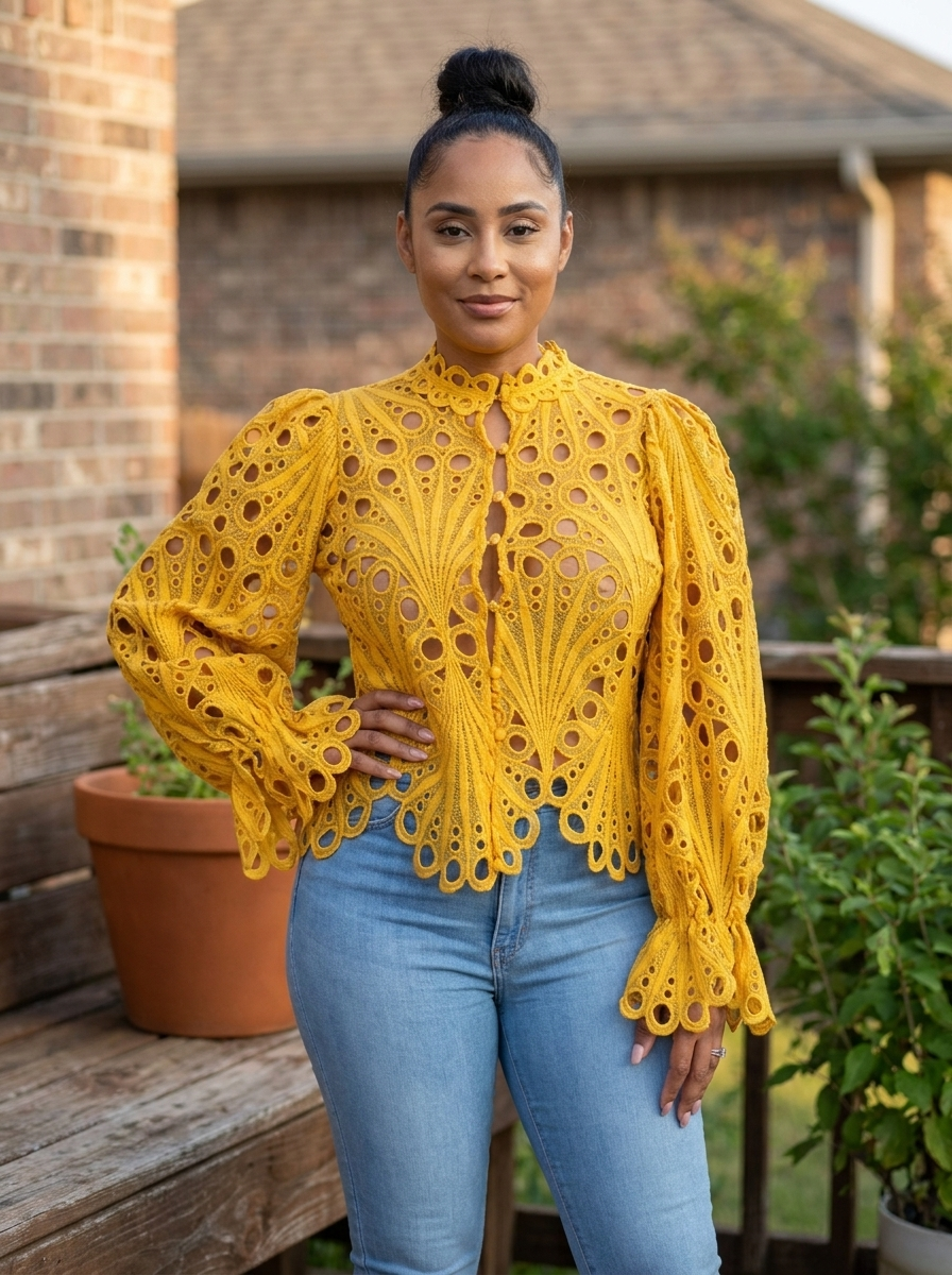 ISALI - Chic Asymmetrical Flounce Sleeve Blouse