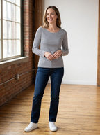 EVANTHIA - Casual Striped Slim-Fit Long Sleeve Top