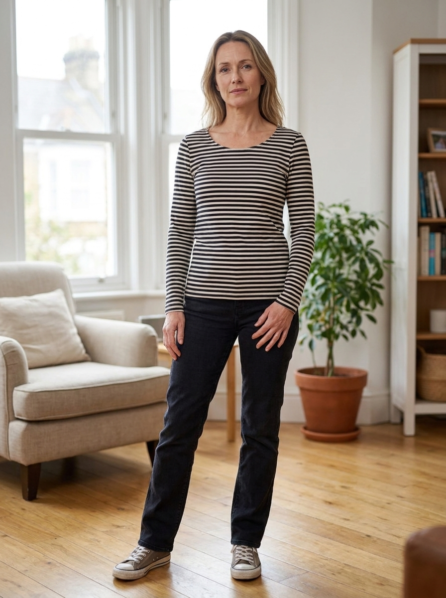 EVANTHIA - Casual Striped Slim-Fit Long Sleeve Top