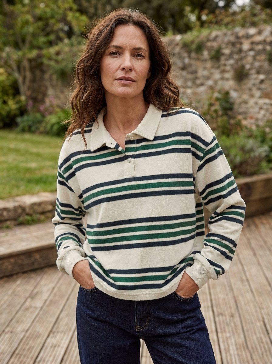 AIKO – Refined Striped Long Sleeve Top