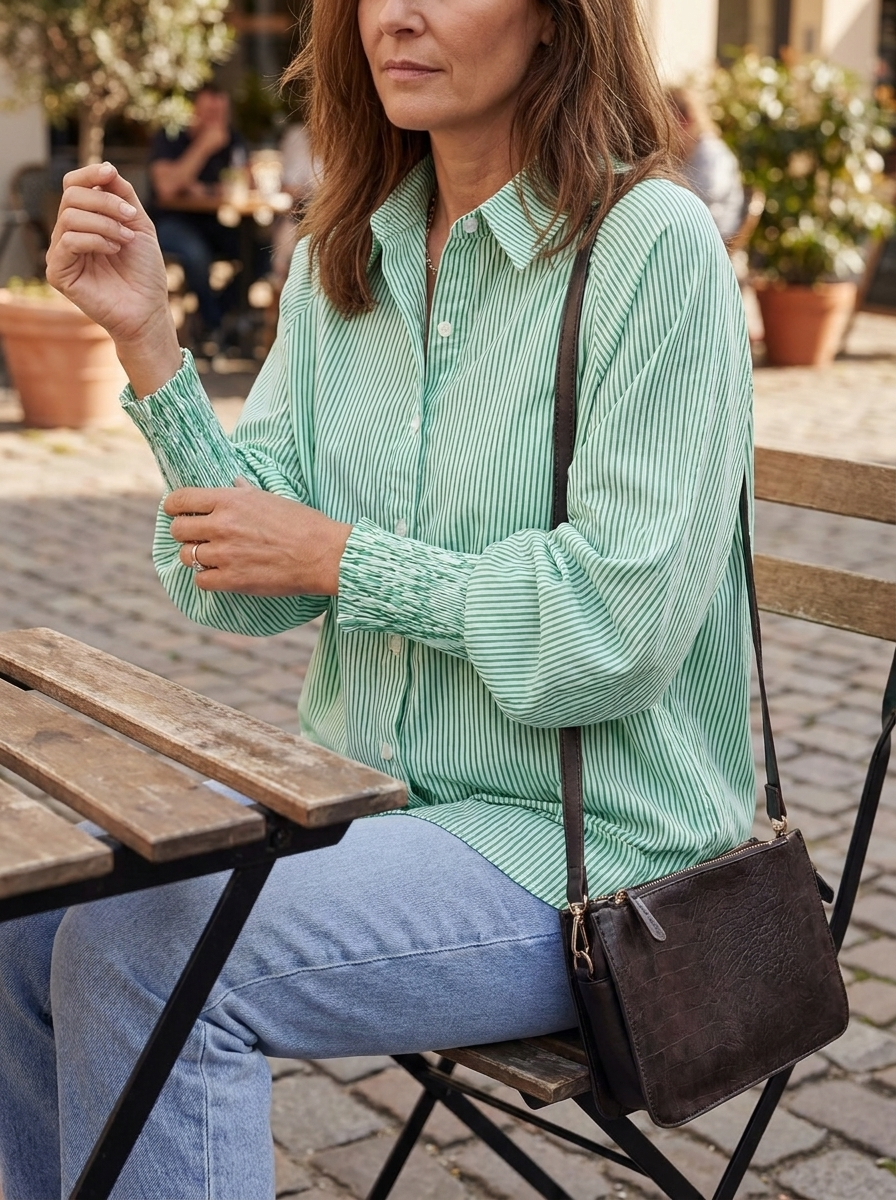 SARAH – Modern Striped Button Shirt