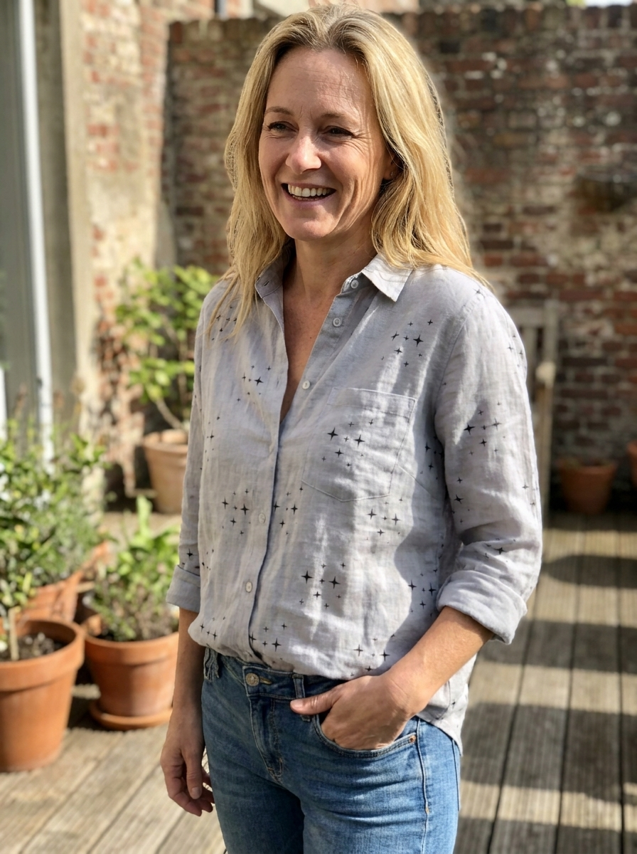SANDRA – Classic Printed Blouse