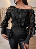 GWYN – Sheer Bishop Sleeve Blouse with Soft Shirred Detail