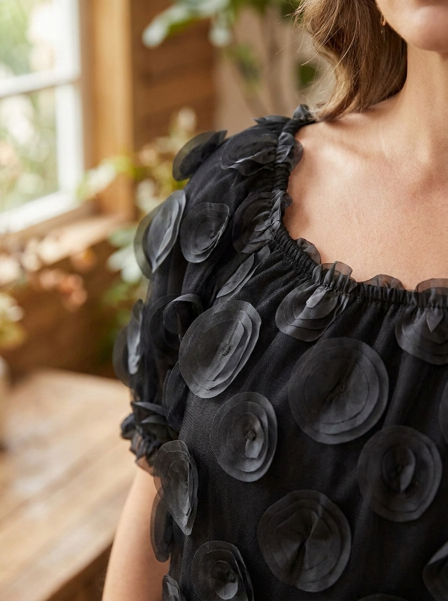 GWYN – Sheer Bishop Sleeve Blouse with Soft Shirred Detail