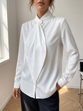 JANELA – Sophisticated Long Sleeve High Neck Blouse