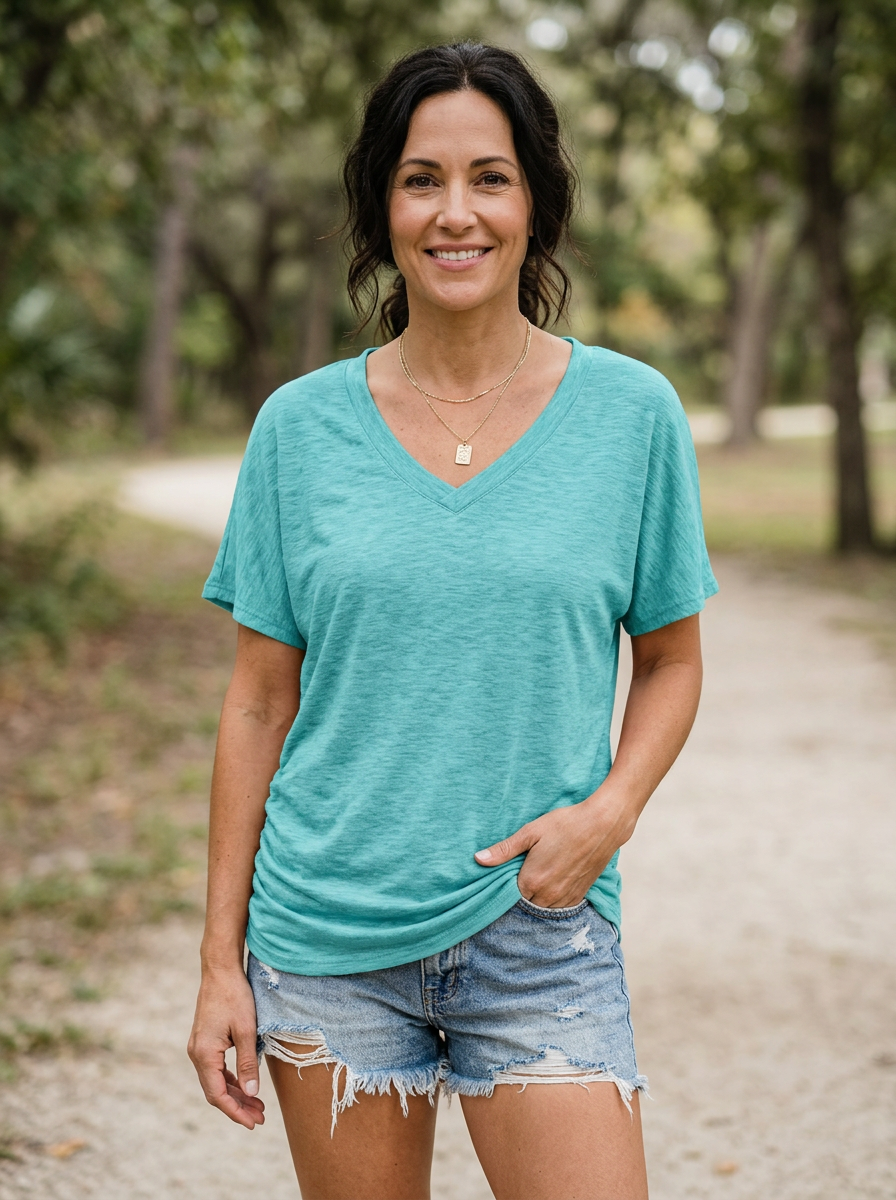 EILY - Classic V-Neck Loose Fit Shirt