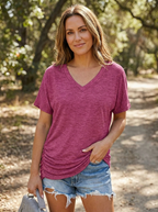 EILY - Classic V-Neck Loose Fit Shirt