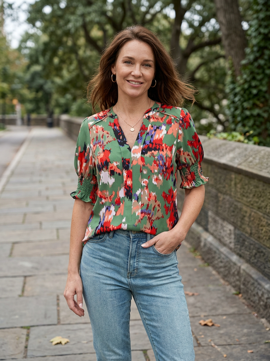 MONICA – Chic V-Neck Blouse