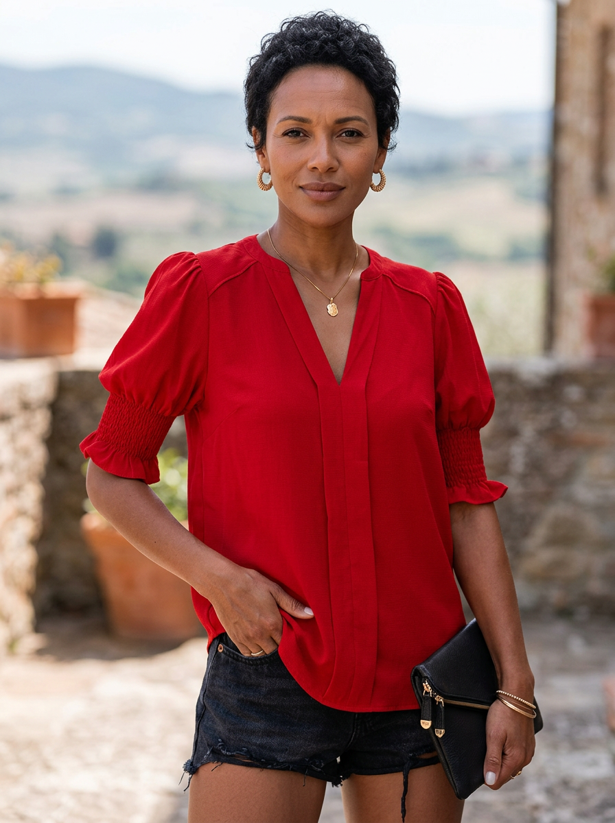 MONICA – Chic V-Neck Blouse