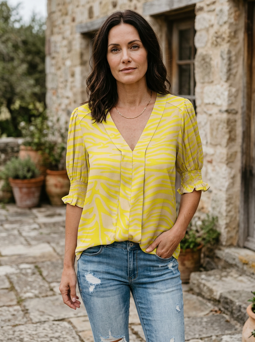MONICA – Chic V-Neck Blouse