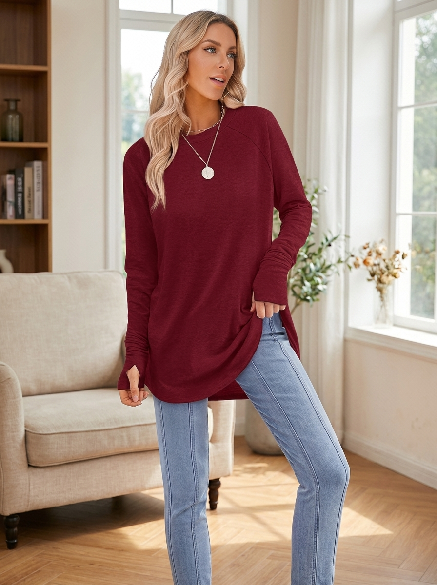 STELLAN - Casual Long Sleeve Thumb Hole Top
