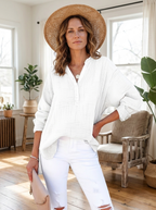 BRYLIN - Casual Button V-Neck Long Sleeve Oversized Blouse