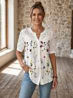 ANNELISE – Casual Lace Printed Blouse