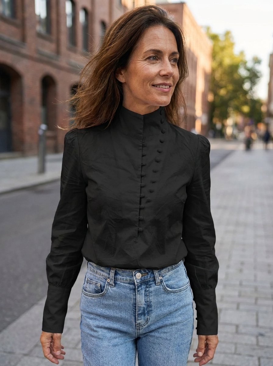 ROXIE - Elegant Long Sleeve Stand Collar Shirt