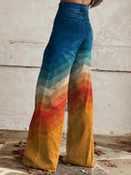 CALLIE - Retro Chevron Wide-Leg Pants