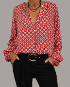 ELVIRA - Geometric V-Neck Blouse