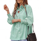 SARAH – Modern Striped Button Shirt