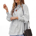 SARAH – Modern Striped Button Shirt