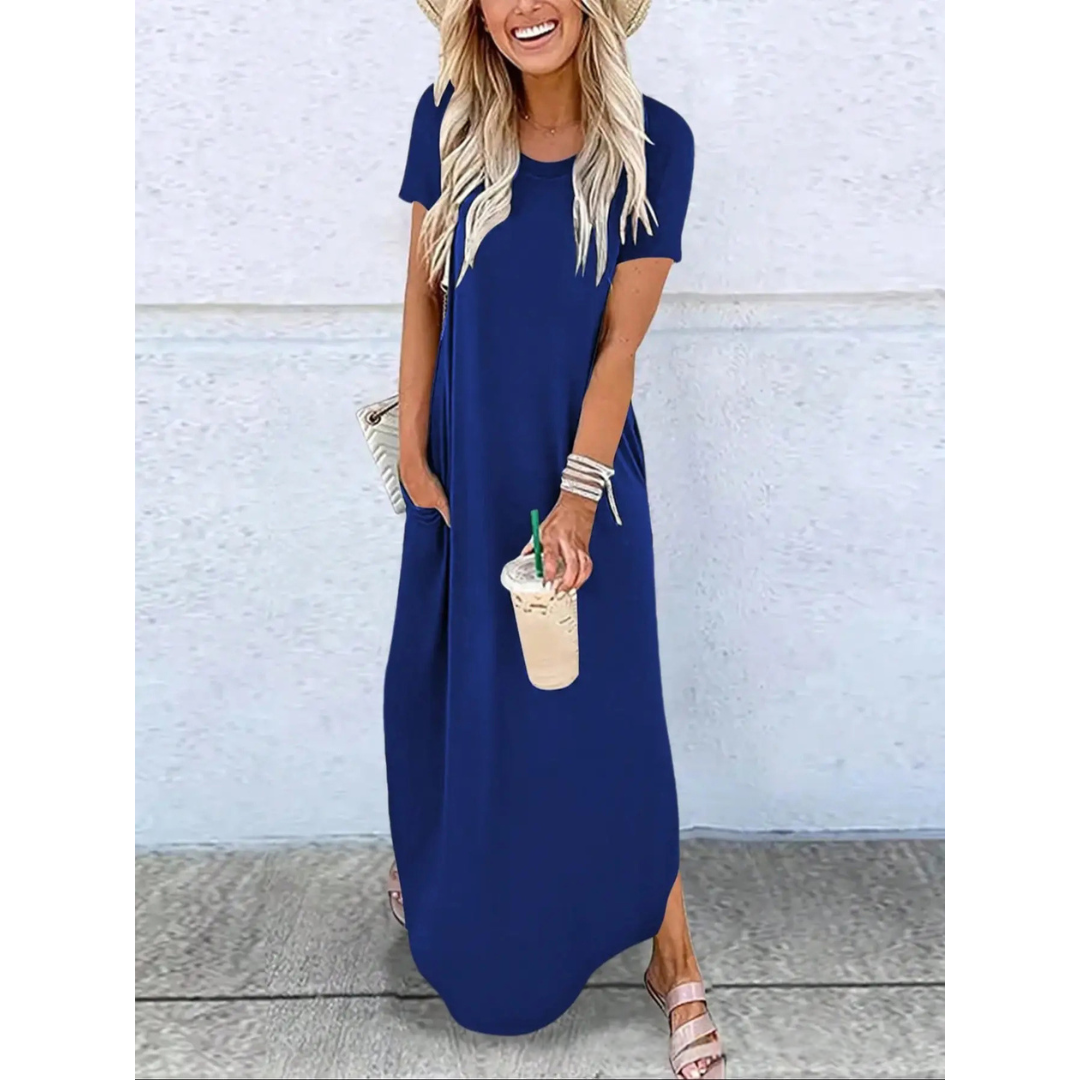 MAGESSA – Everyday Relaxed Fit Round Neck Maxi Dress