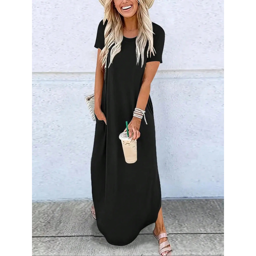 MAGESSA – Everyday Relaxed Fit Round Neck Maxi Dress