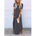 MAGESSA – Everyday Relaxed Fit Round Neck Maxi Dress